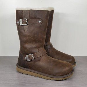 UGG Australia Kensington Tall Shearling Boots, Brown Leather, Womens Size 5 / 35